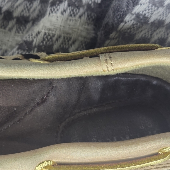SPERRY ANGELFISH LEOPARD JACQUARD SLIP-ON BOAT SHOES TOPSIDER TAN/GOLD SIZE 8 - Picture 6 of 9